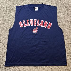Vintage Cleveland Indians Sleeveless Athletic Shirt Men’s Large True Fan Navy